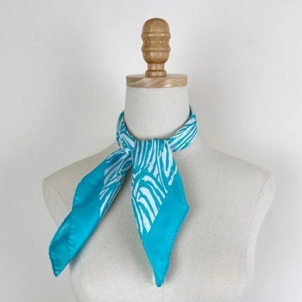 Vintage Aqua Blue and White Scarf